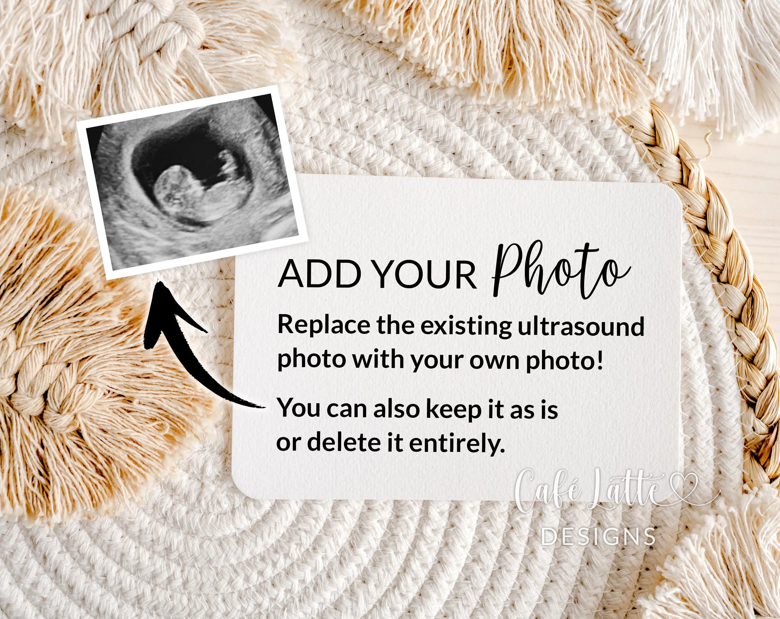 New Years Digital Baby Announcement - White Knitted Baby Hat
