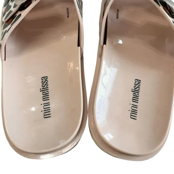 NWOB Mini Melissa Wide II Leopard Print Slides Girls Size 3