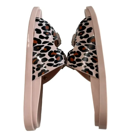 NWOB Mini Melissa Wide II Leopard Print Slides Girls Size 3