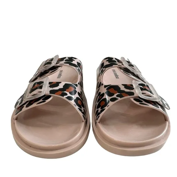 NWOB Mini Melissa Wide II Leopard Print Slides Girls Size 3