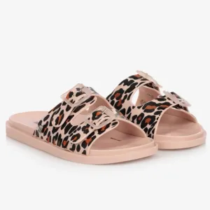 NWOB Mini Melissa Wide II Leopard Print Slides Girls Size 3