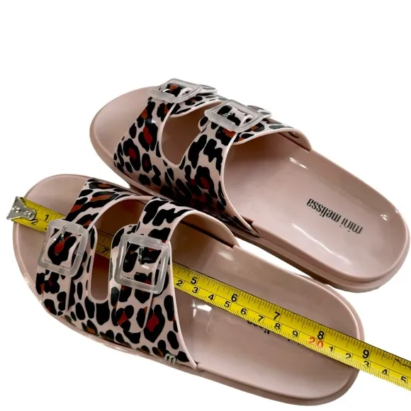 NWOB Mini Melissa Wide II Leopard Print Slides Girls Size 3