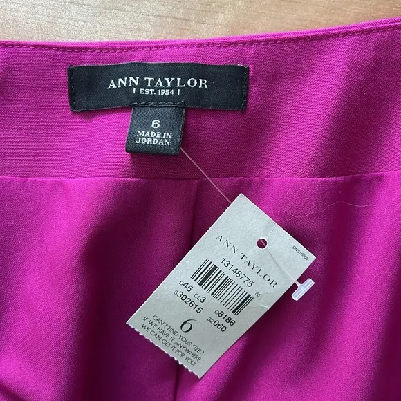 NWT Ann Taylor Pink Purple Career Woven Pencil Skirt, 6