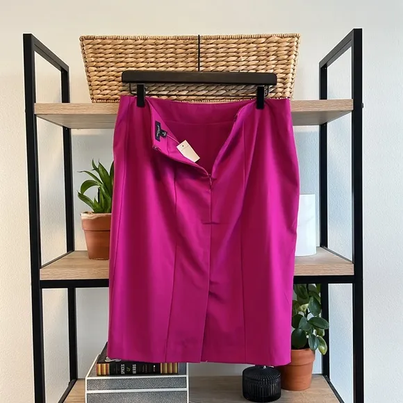 NWT Ann Taylor Pink Purple Career Woven Pencil Skirt, 6
