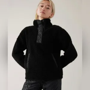 NWT! Athleta Women’s Black Cozy Snap Sherpa Sweatshirt - Multiple