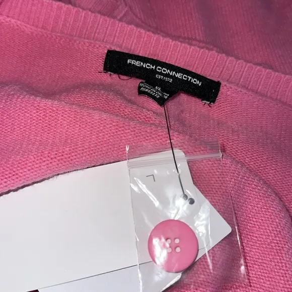 NWT French Connection Babysoft Button Front Cardigan X-Large Aurora PINK