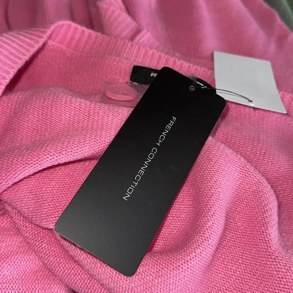 NWT French Connection Babysoft Button Front Cardigan X-Large Aurora PINK