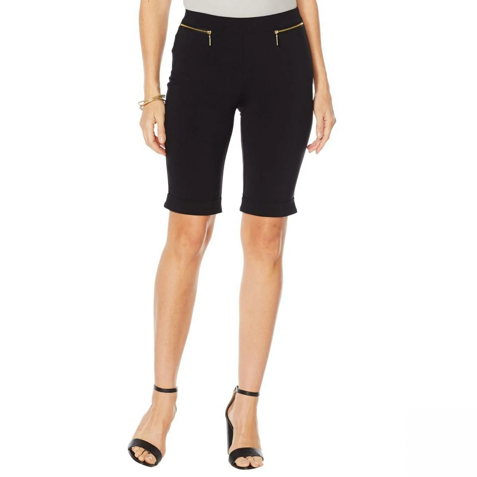 NWT Nina Leonard Womens Cuffed Pull-On Bermuda Short. 652791-REG X-Small