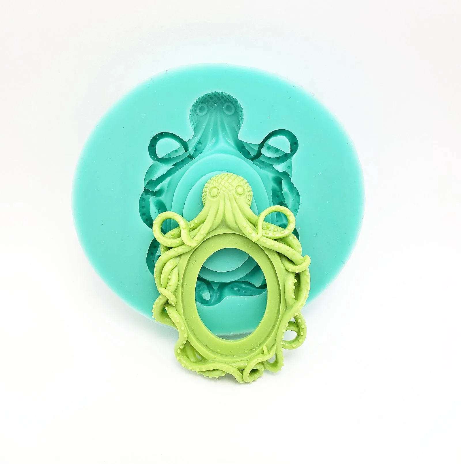 Octopus Flexible Silicone Mold  Cabochon Cameo Setting Frame.