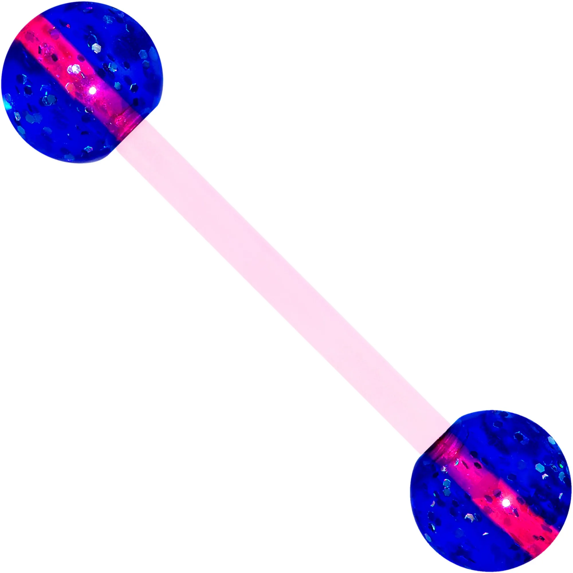 Purple Blue UV Glow Flexible Acrylic Barbell Tongue Ring