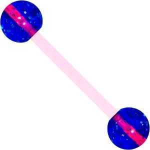 Purple Blue UV Glow Flexible Acrylic Barbell Tongue Ring