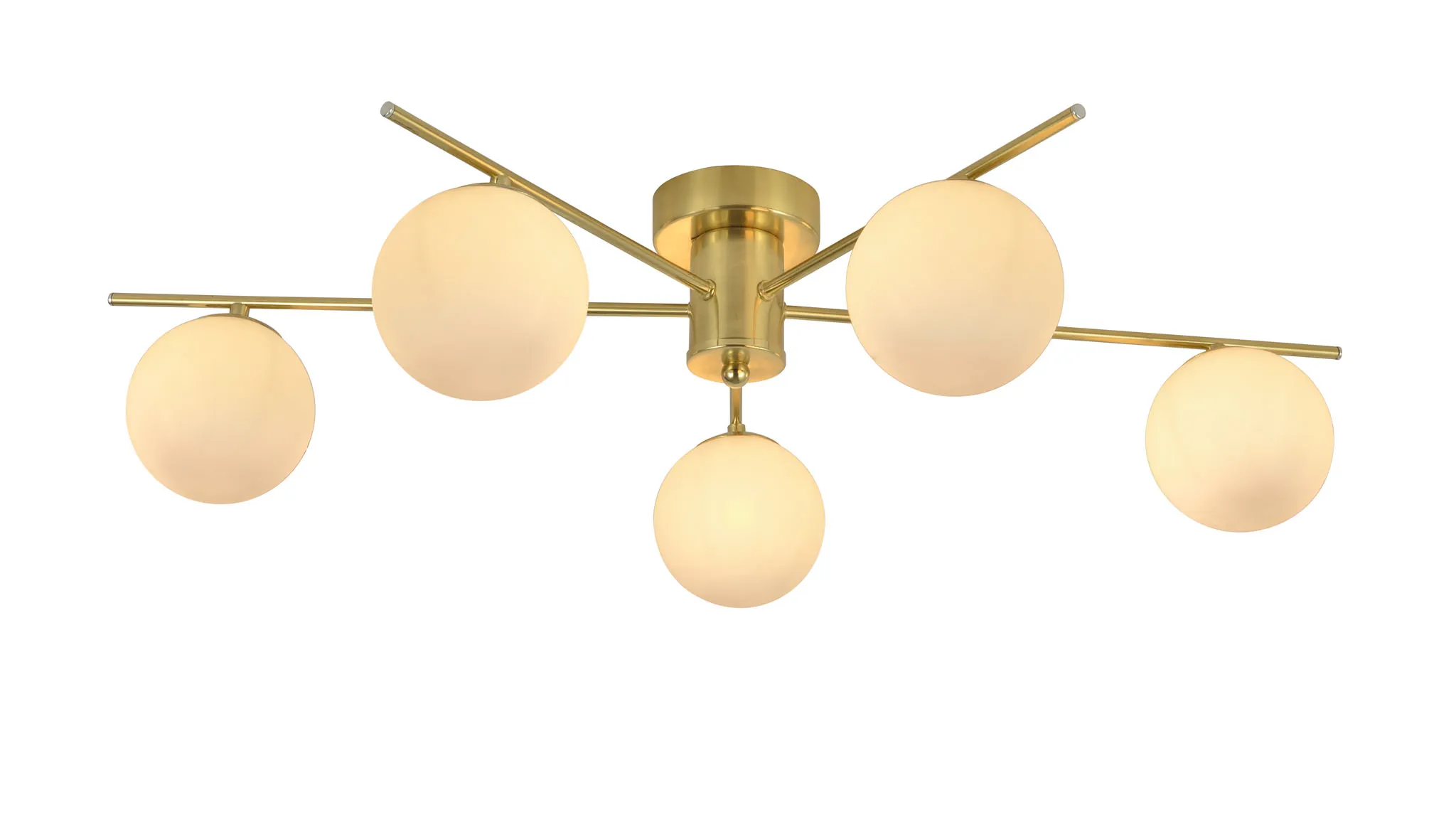 Salle 5 Light Modern Gold Flush Frosted Glass Ceiling Light