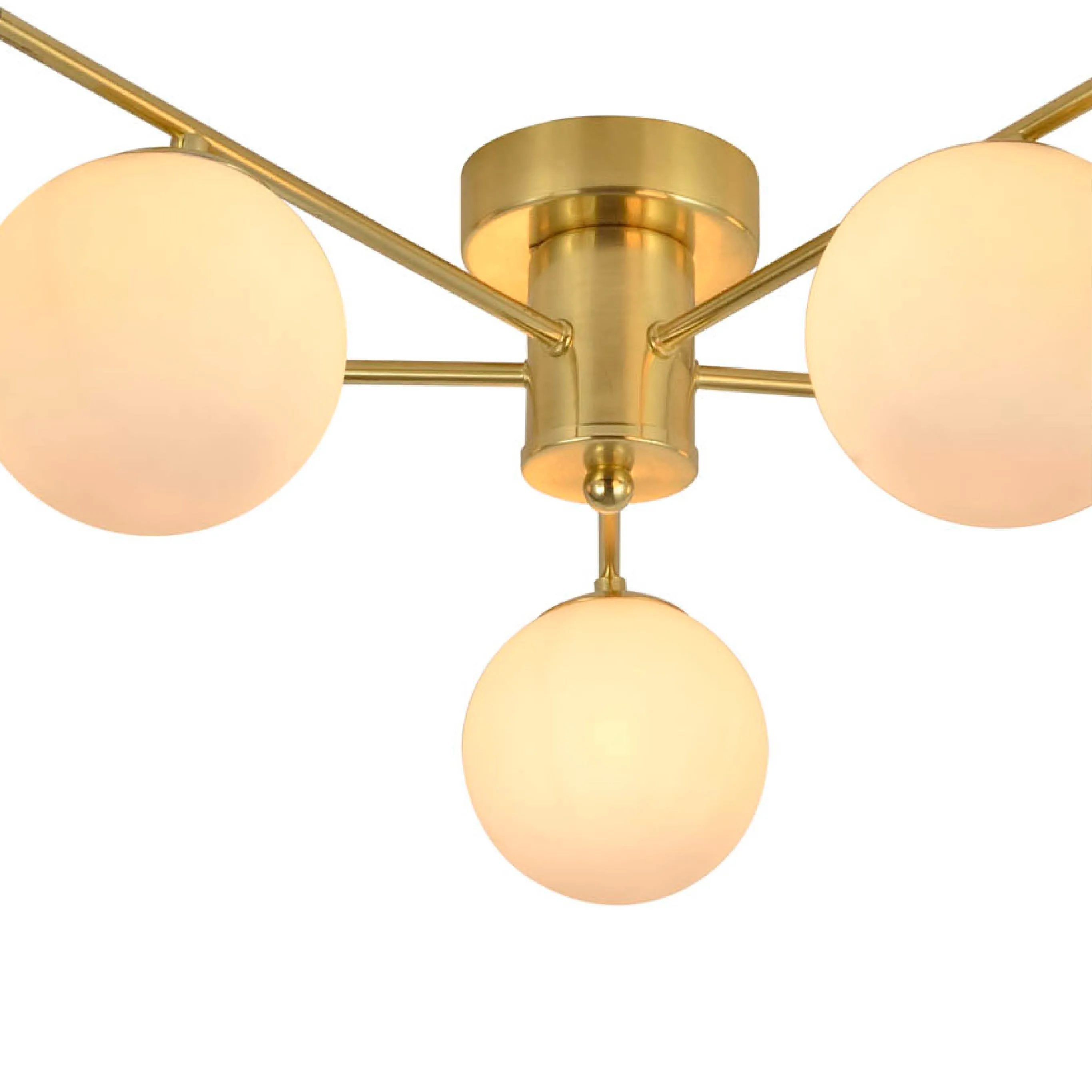 Salle 5 Light Modern Gold Flush Frosted Glass Ceiling Light