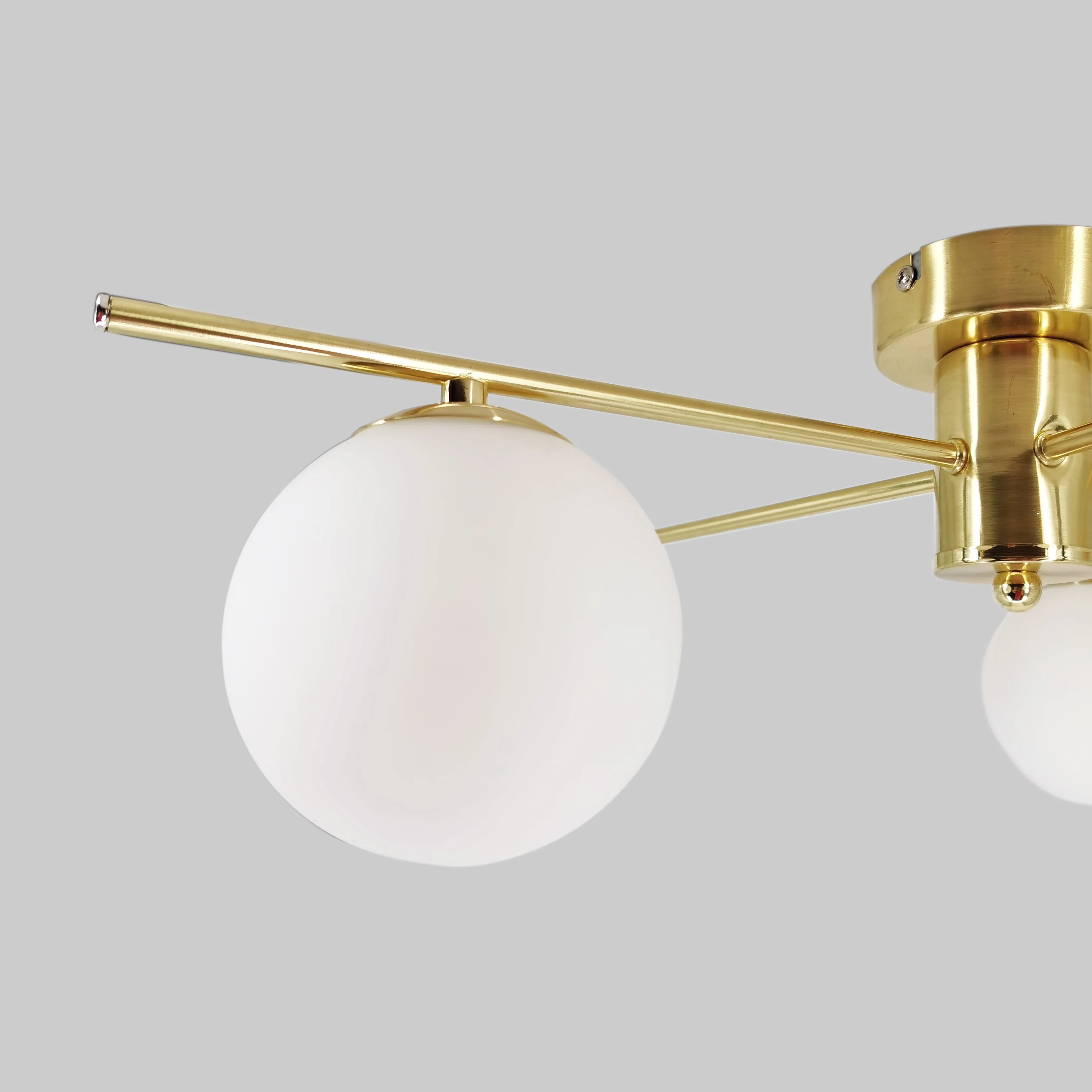 Salle 5 Light Modern Gold Flush Frosted Glass Ceiling Light
