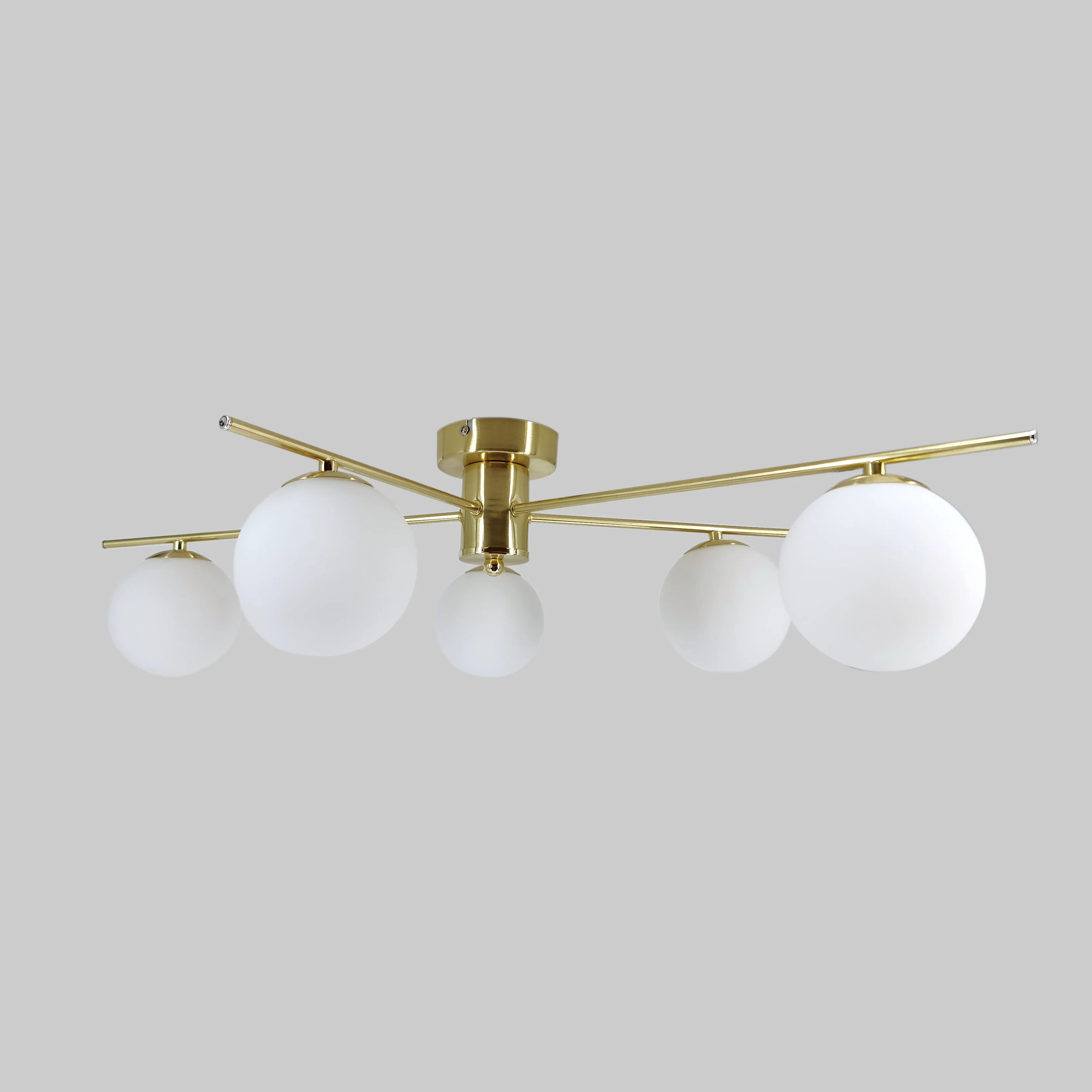 Salle 5 Light Modern Gold Flush Frosted Glass Ceiling Light