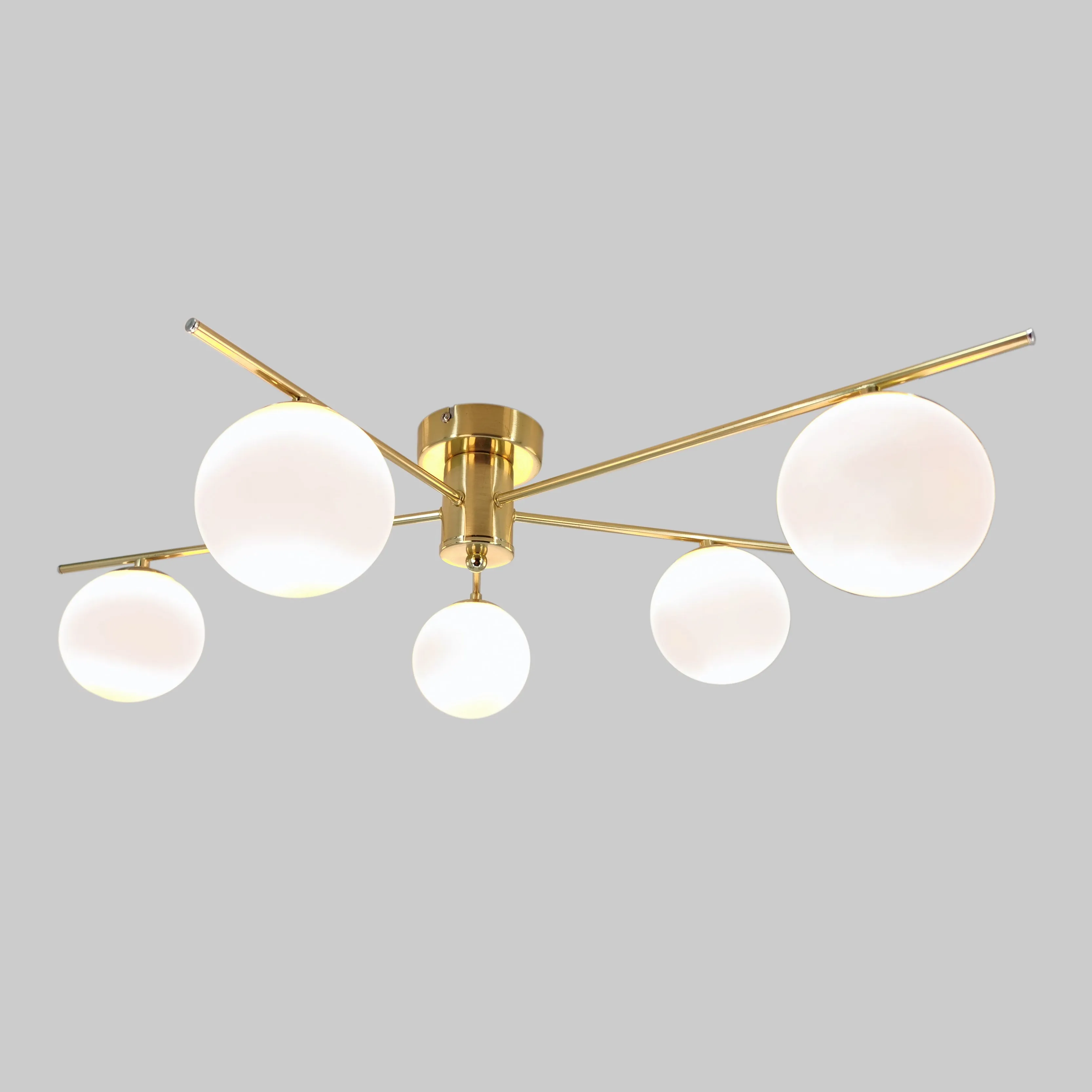 Salle 5 Light Modern Gold Flush Frosted Glass Ceiling Light