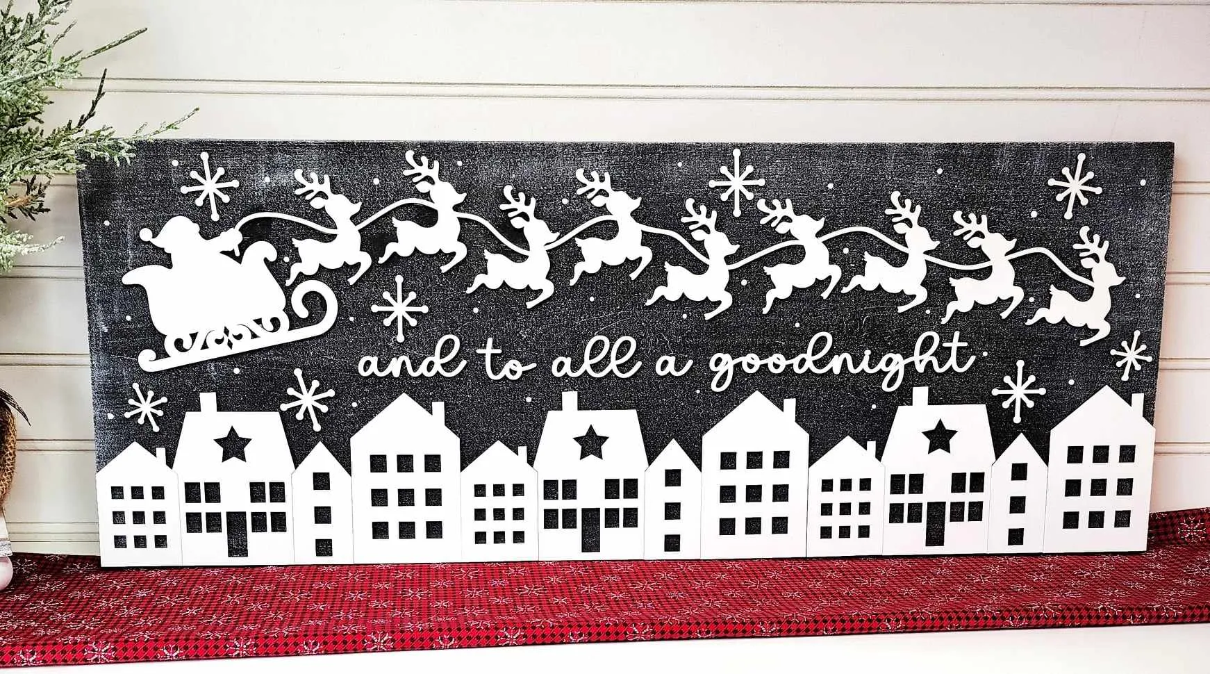 Santa's Sleigh Village 3D Laser Sign