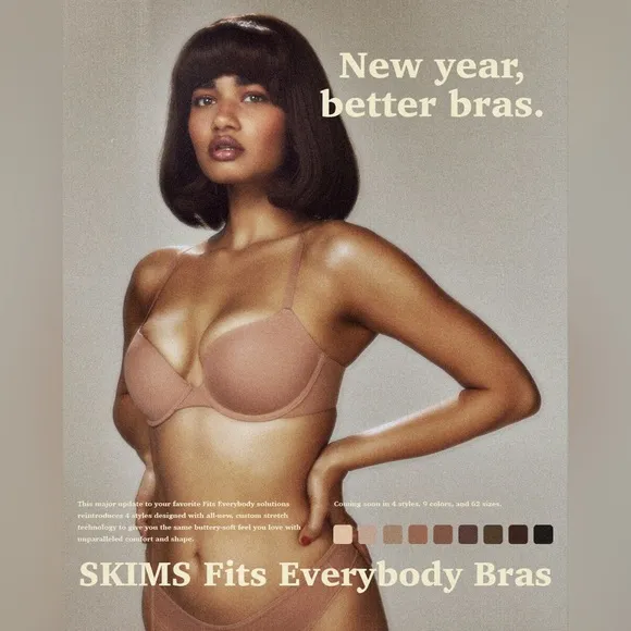SKIMS Fits Everybody Underwire Demi Push Up Bra Onyx Black NEW 36H