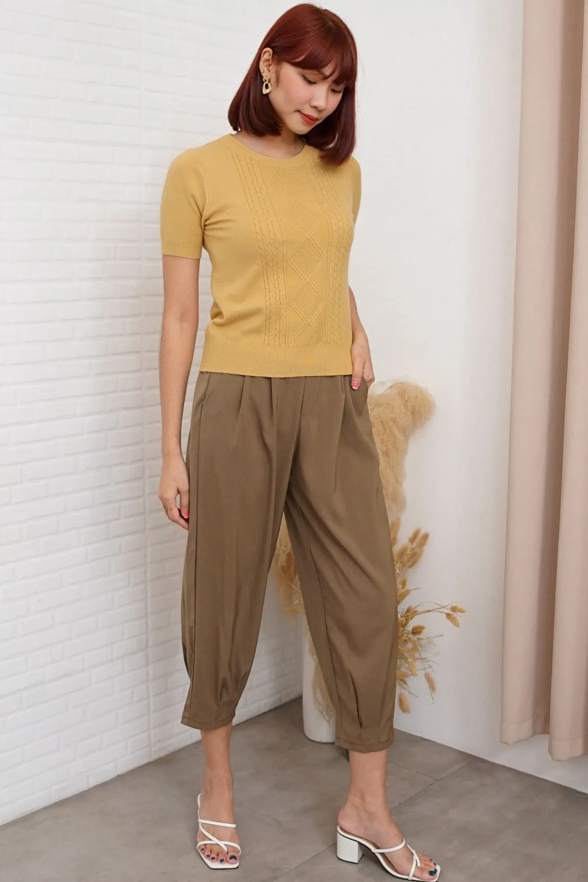 SLOANE Textured Knit Top (Warm Yellow)
