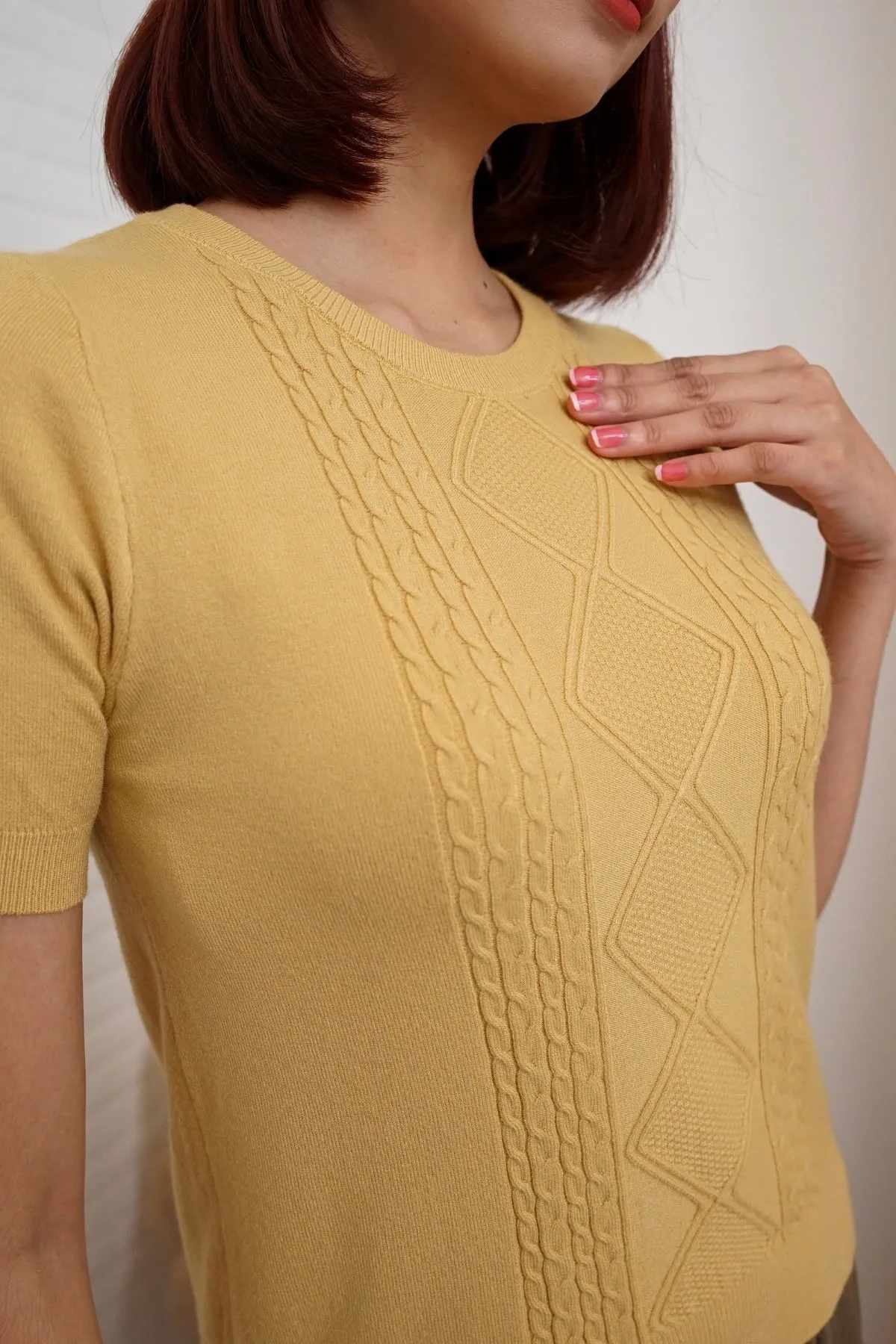 SLOANE Textured Knit Top (Warm Yellow)
