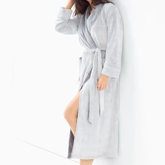 Soma Embraceable Luxe Long Robe in Gray Size L/XL