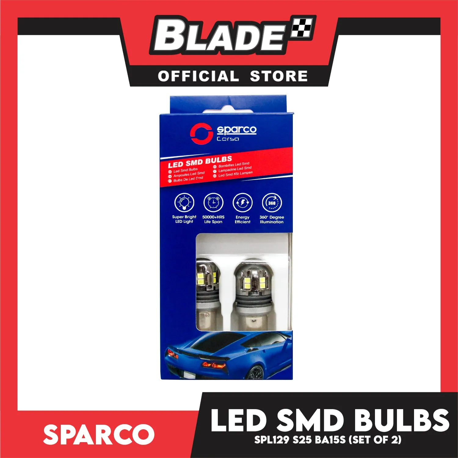 Sparco Led Smd Bulbs SPL129 S25 BA15S (Set of 2) Turning, Brake & Back-up Light