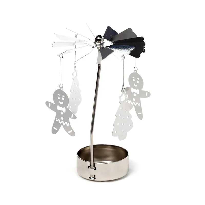 Spinning Tea Light Carousel Candle Holder - Christmas Gingerbread Men