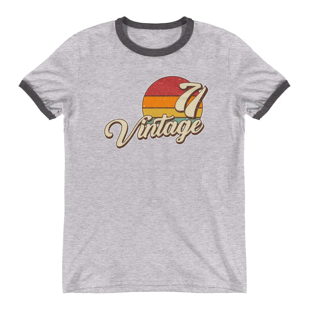 Vintage 1971 Warm Retro Sunset Unisex Ringer T-Shirt