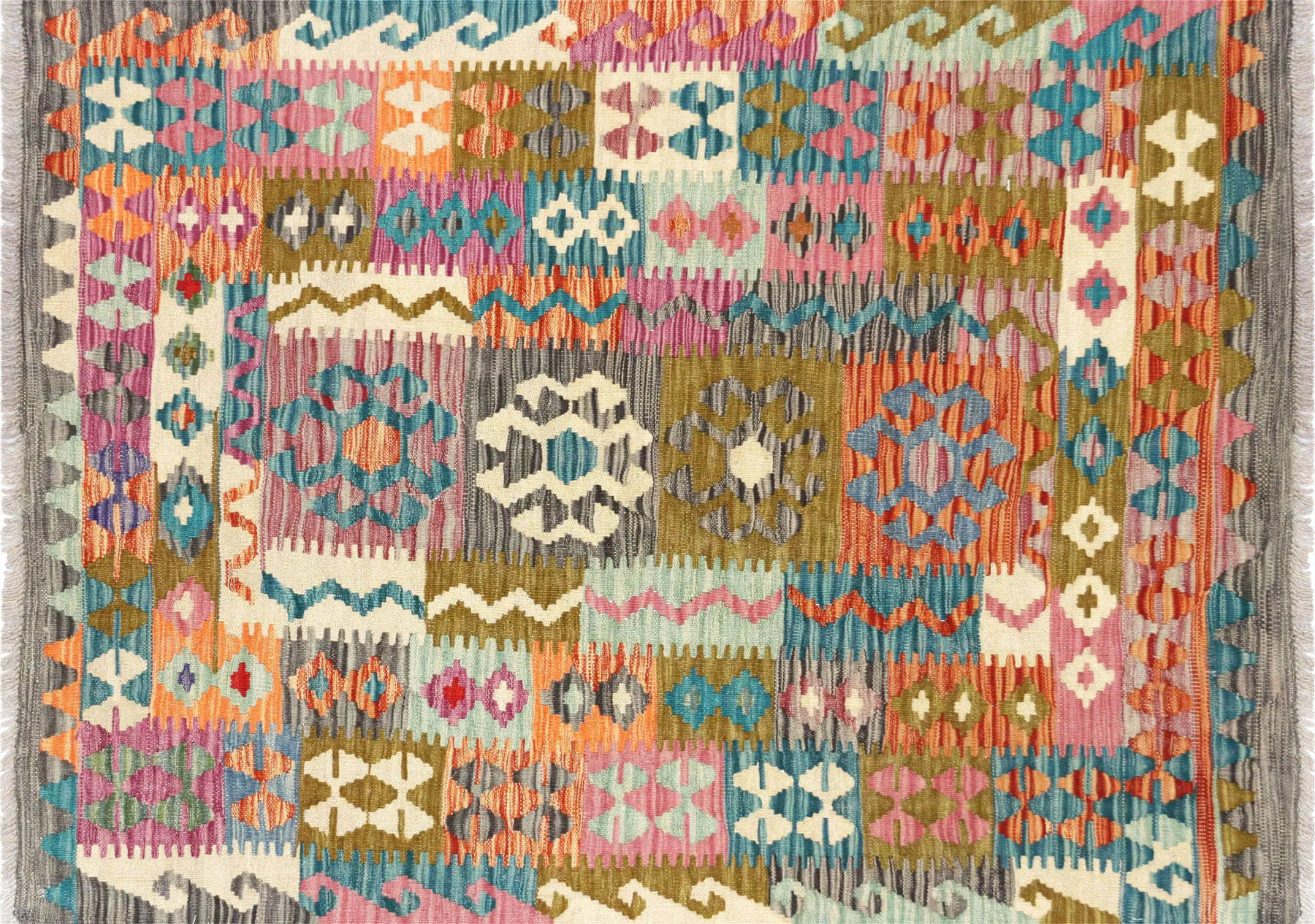 Vintage Afghan Maimana Kilim - 3'8" x 4'9"
