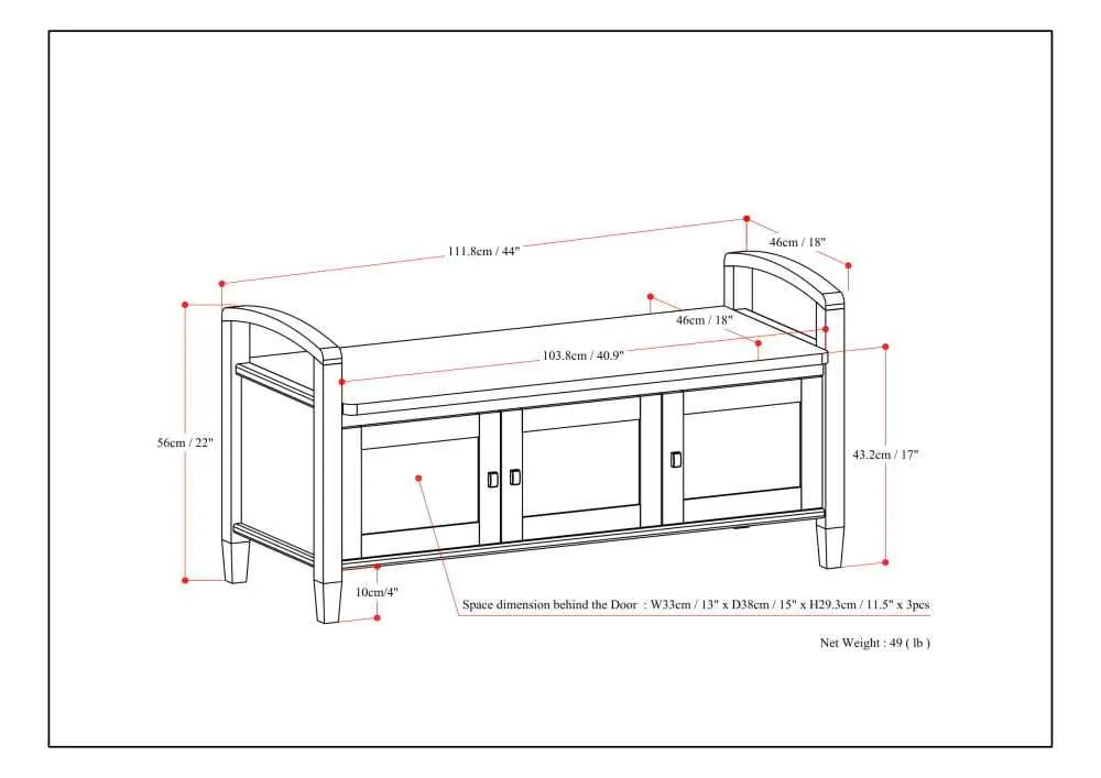 Warm Shaker Entryway Storage Bench