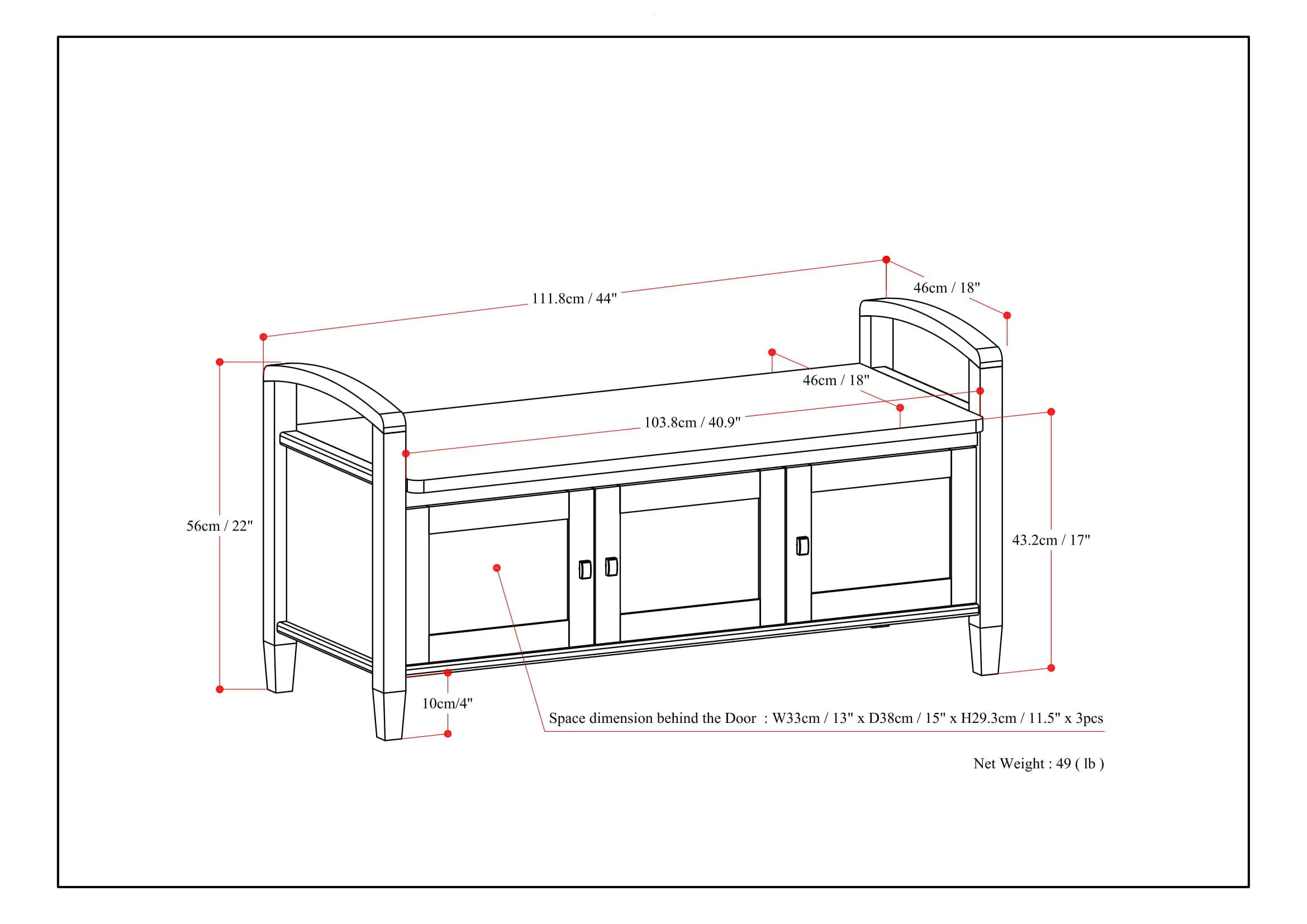 Warm Shaker Entryway Storage Bench