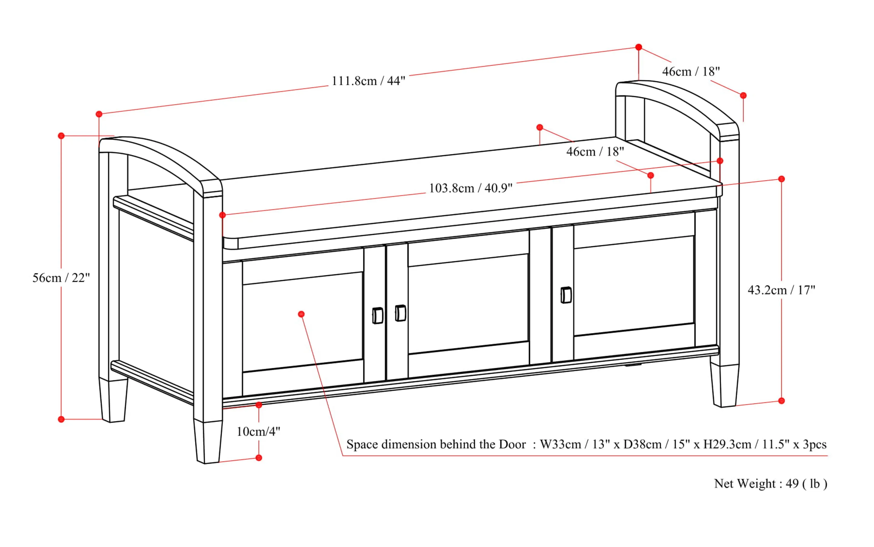 Warm Shaker Entryway Storage Bench