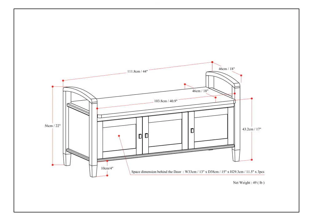 Warm Shaker Entryway Storage Bench