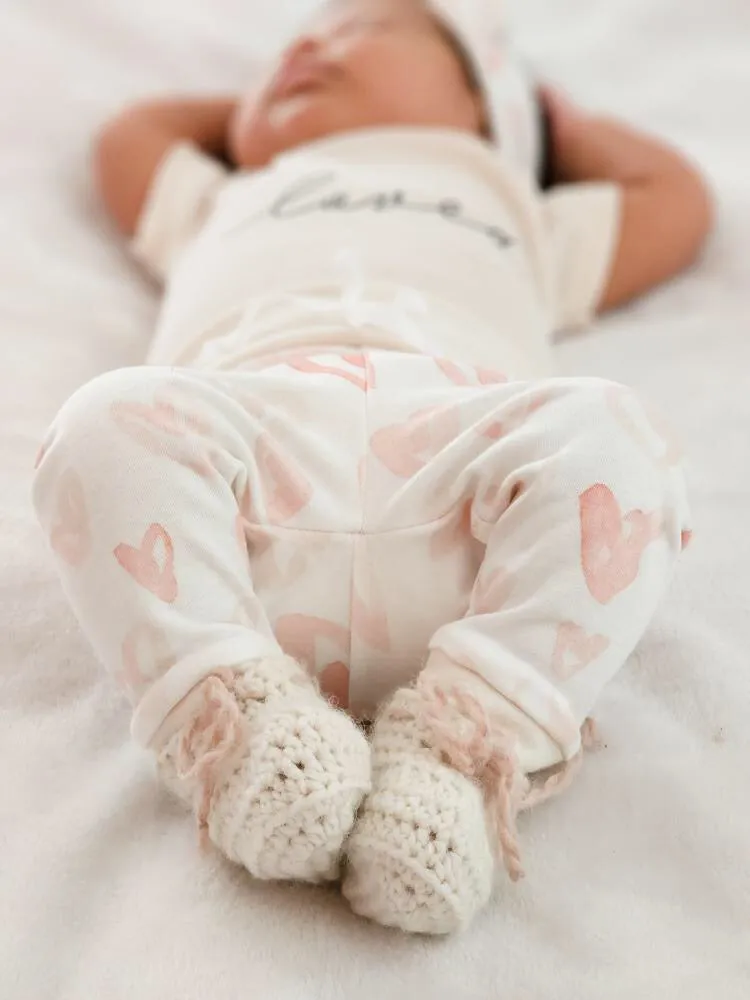 Watercolor Heart | Organic Baby Gift Basket 7pcs | Baby Girl