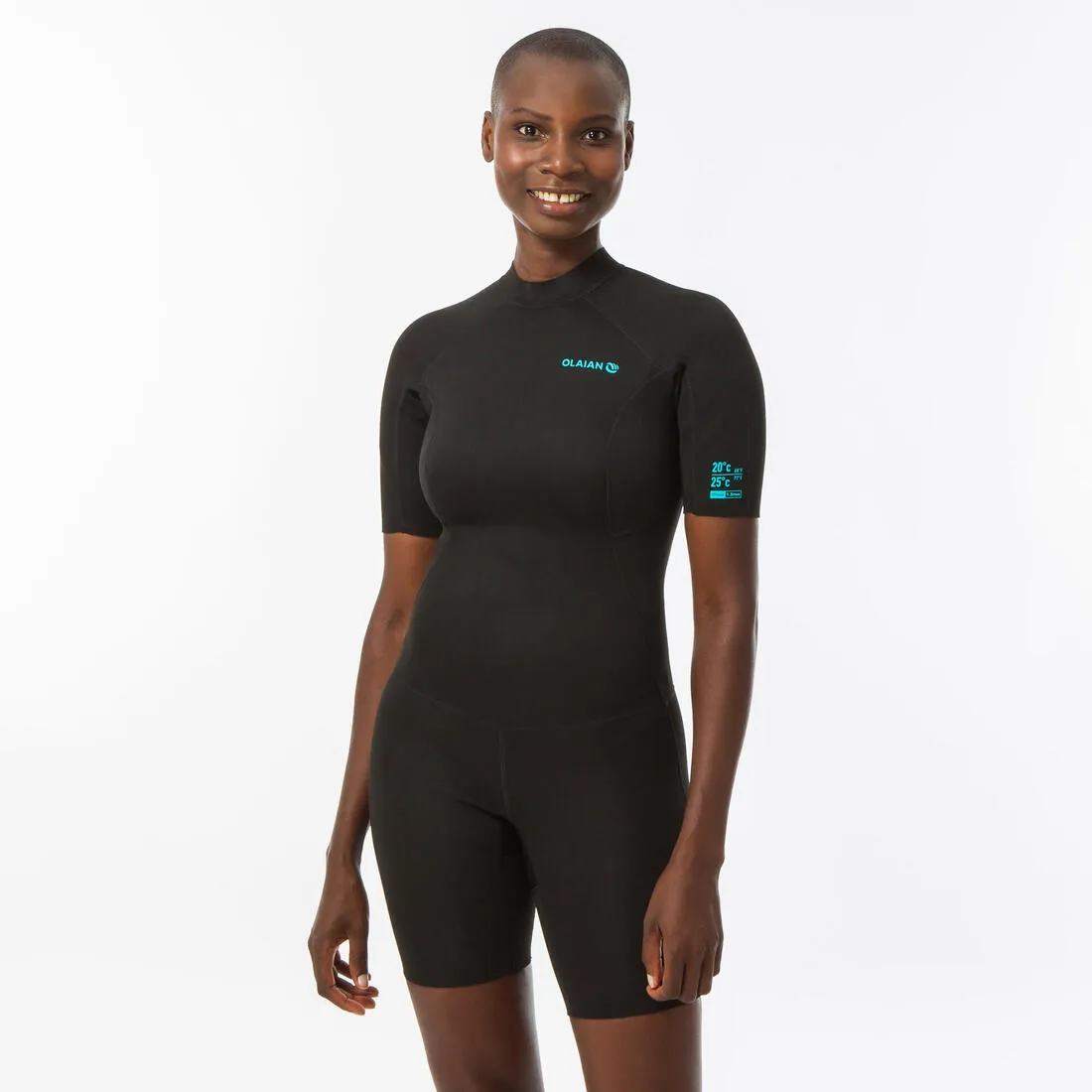 Women’s Surfing Shorty Wetsuit 100 Neoprene 1,5 mm Black