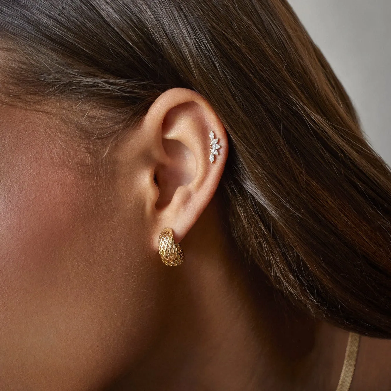 Woven Gold Jumbo Dome Huggie Earrings