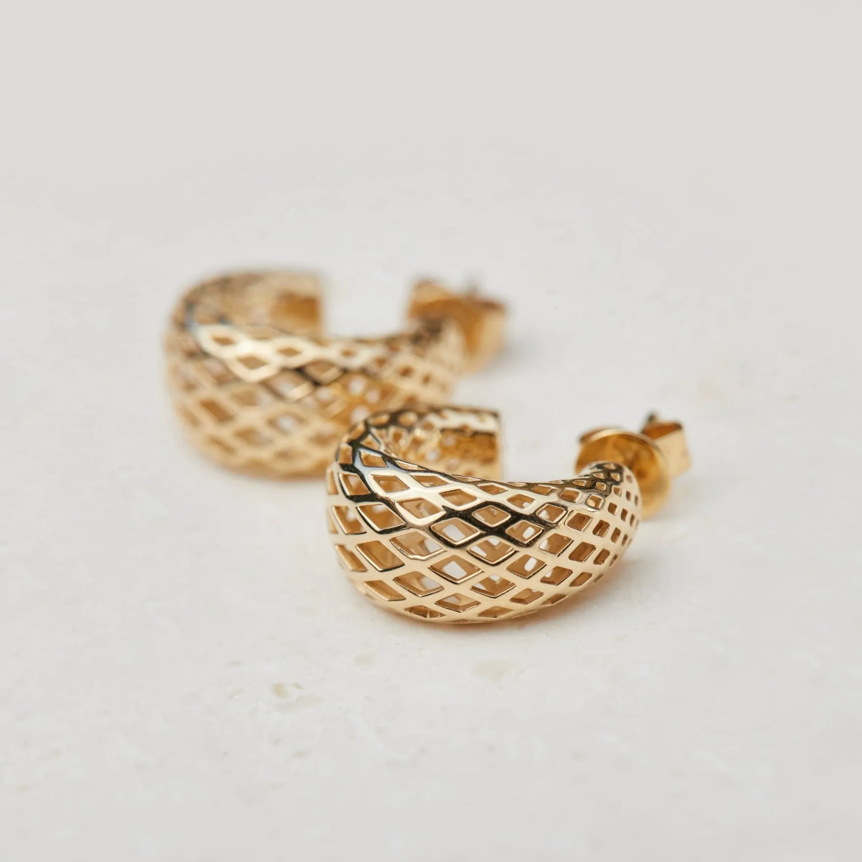 Woven Gold Jumbo Dome Huggie Earrings