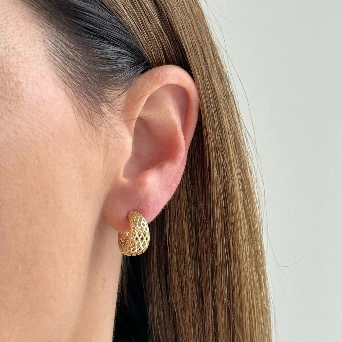 Woven Gold Jumbo Dome Huggie Earrings
