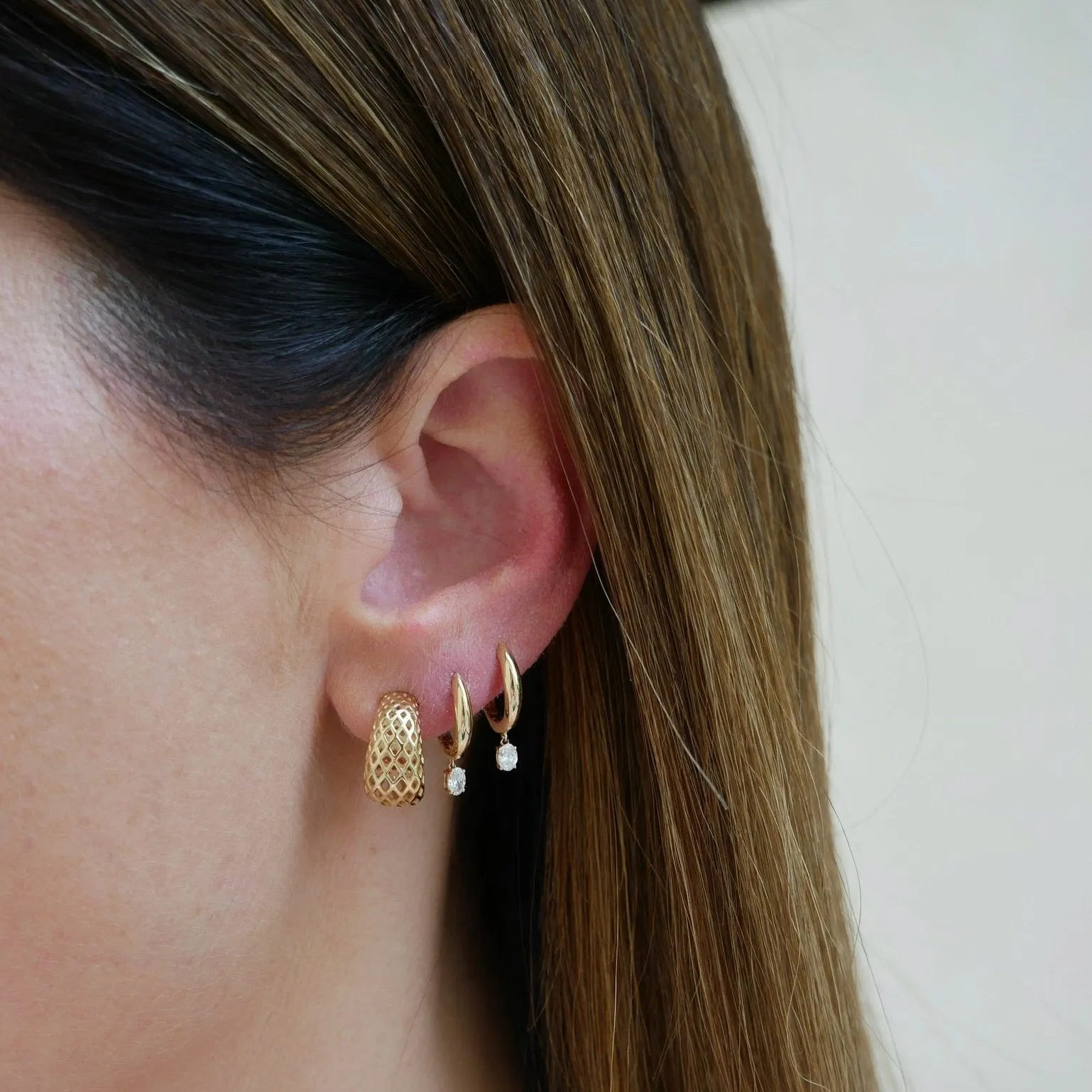 Woven Gold Jumbo Dome Huggie Earrings