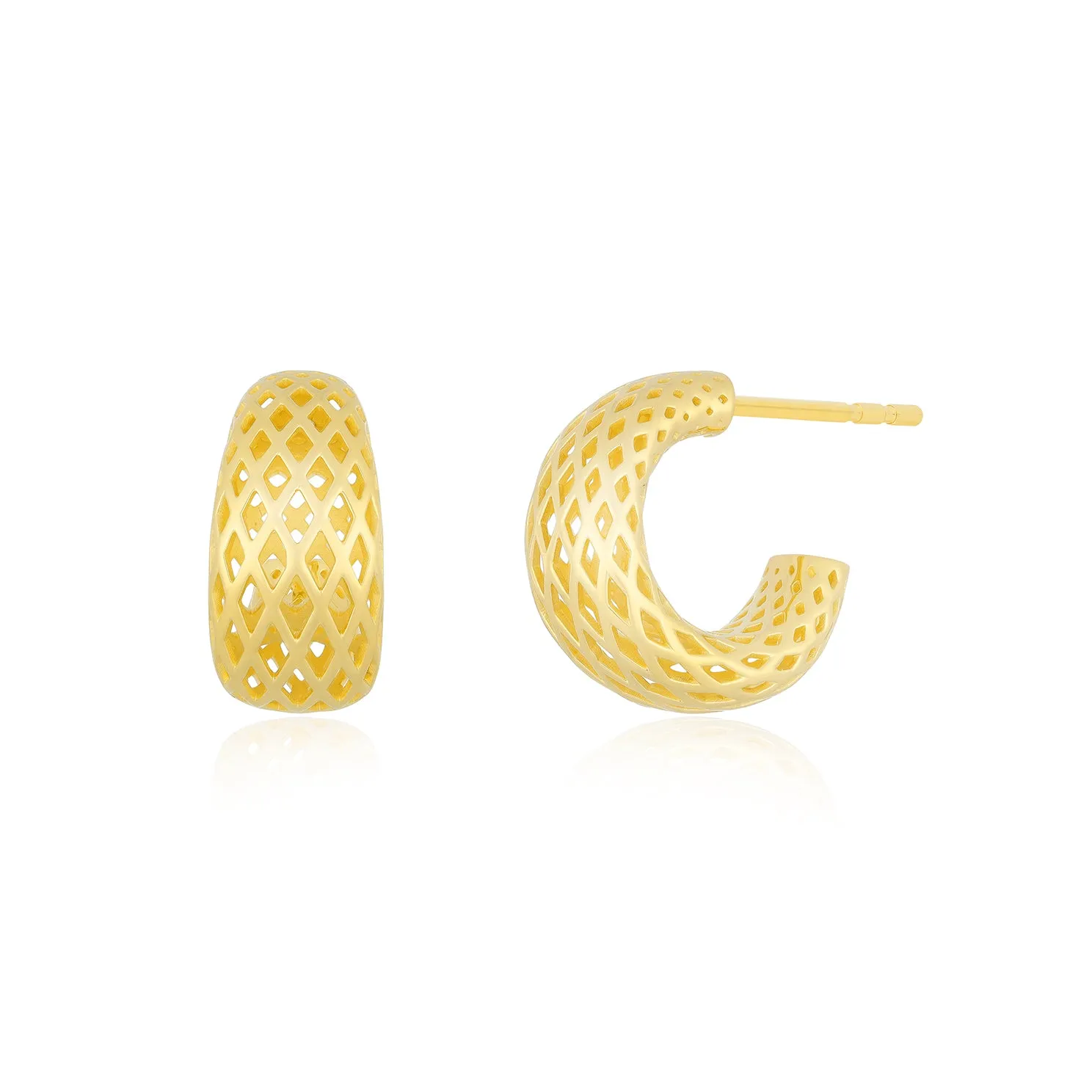 Woven Gold Jumbo Dome Huggie Earrings