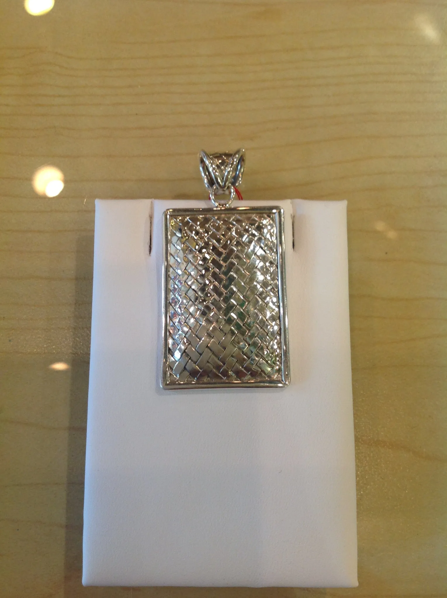 Woven Rectangular Sterling Silver Pendant