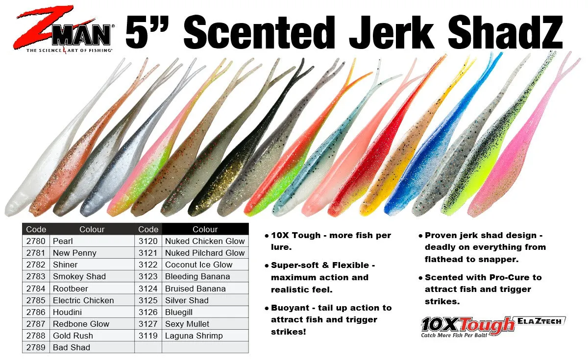 Zman Scented Jerk Shadz 5 inch Soft Plastic Lure