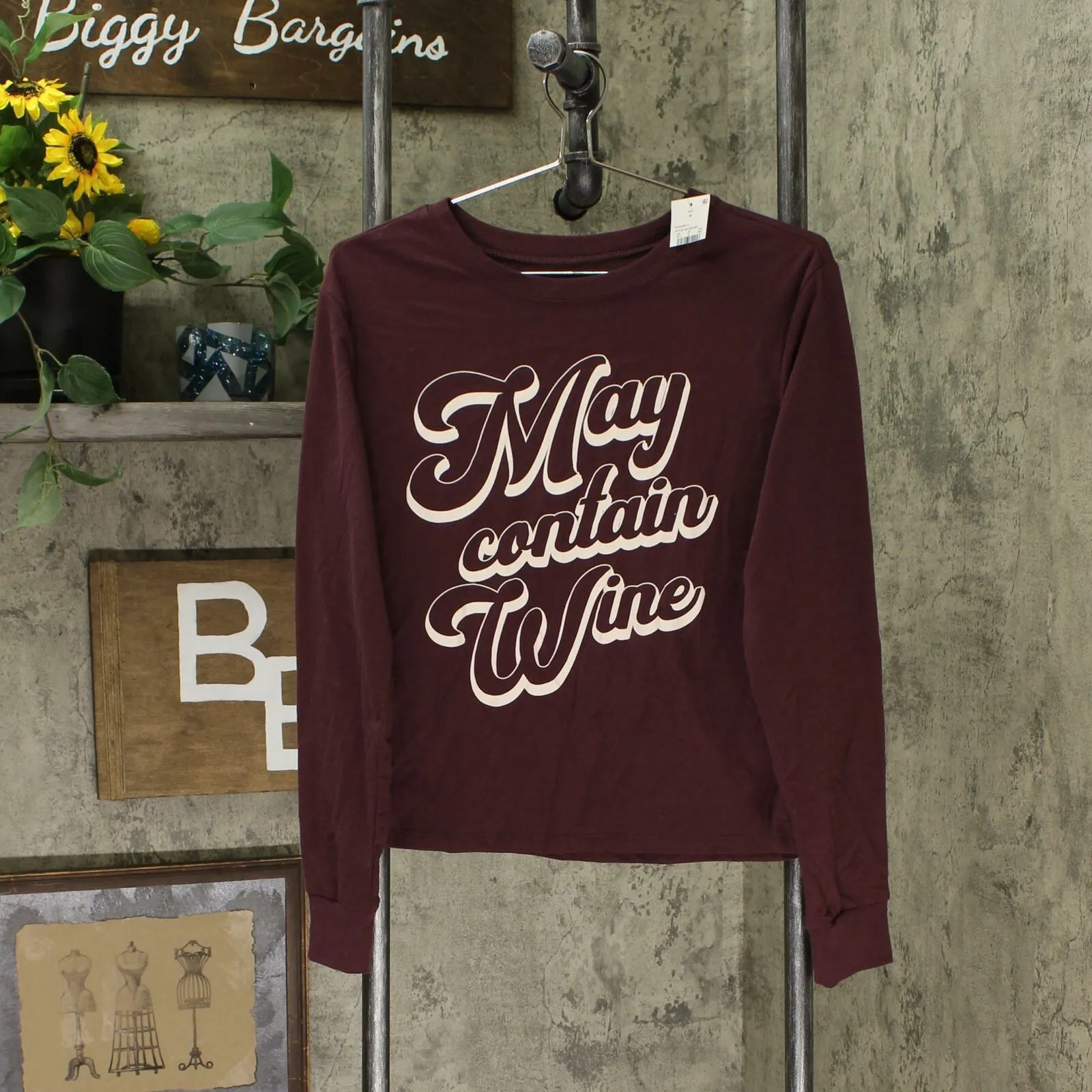 Zoe   Liv Women's May Contain Wine Long Sleeve Graphic T-Shirt